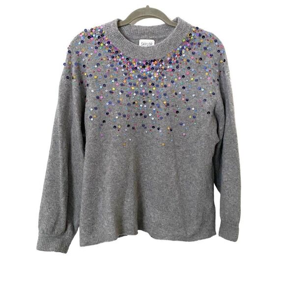 SAYLOR Multicolor Sequin Gray Sweater - Picture 2 of 5